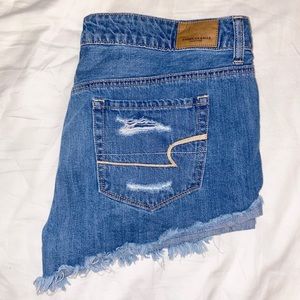 AE High Rise Ripped Jean Shorts
